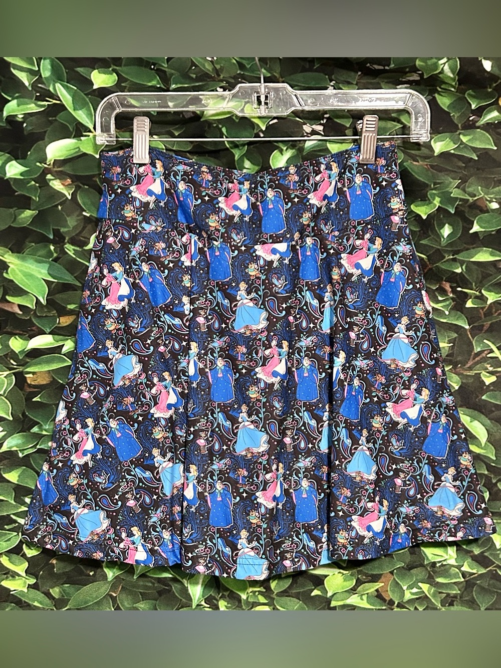 Disney All Over Print Cinderella Skort Skirt Black Blue Womens Small